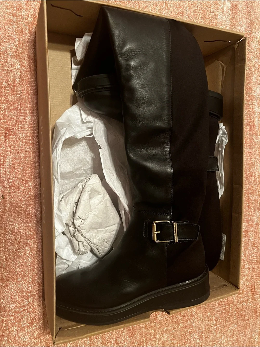 Dolce Vita Women’s Black Over-the-Knee Buckle Leather Boots